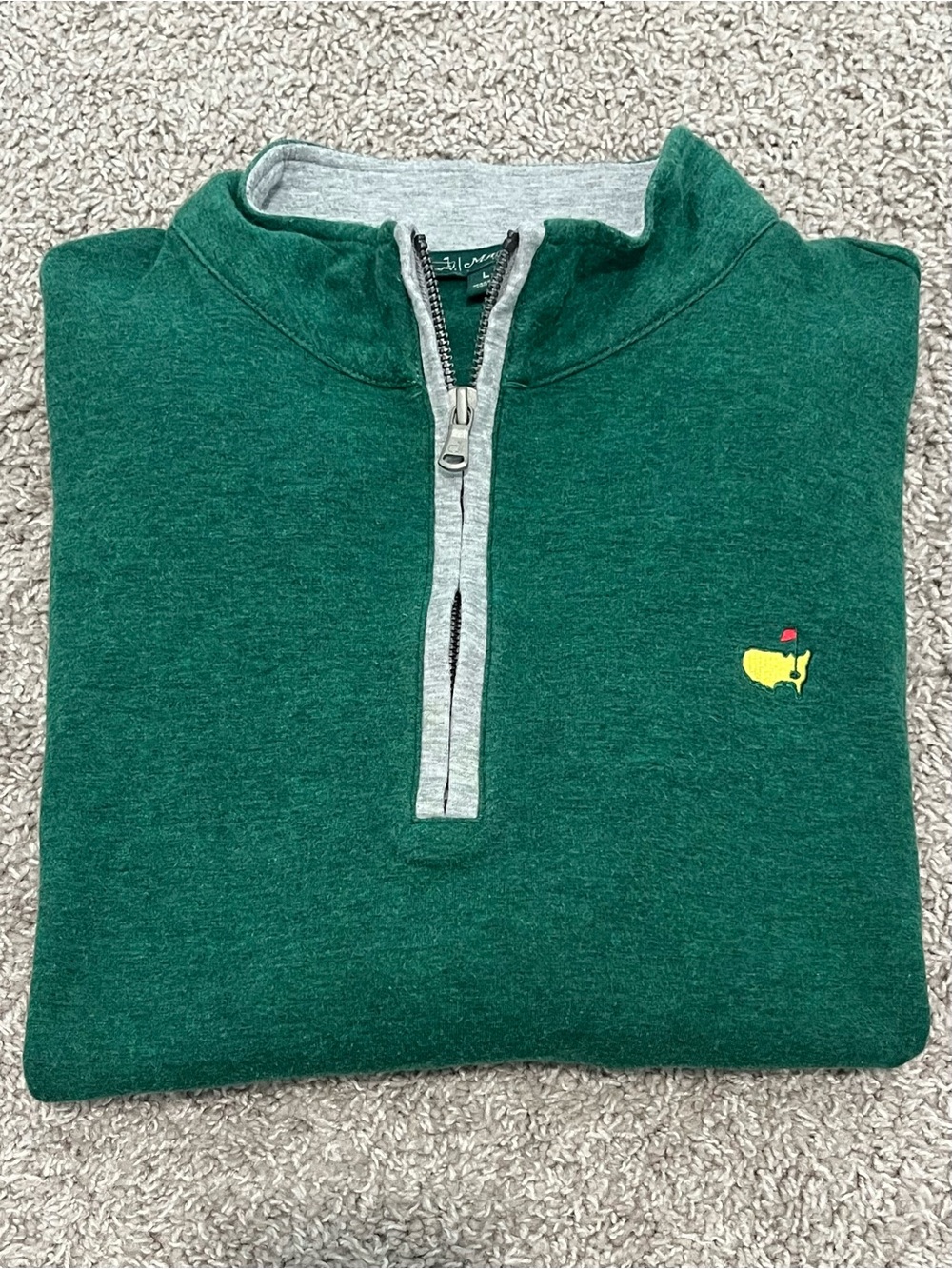 Master’s Authentic Men’s Green Quarter-Zip Sweater Master’s Logo Size Large